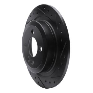 Mini Cooper Brake Rotor (1) - Rear Right - R1 Concepts - Drilled & Slotted - Black - `09-`14